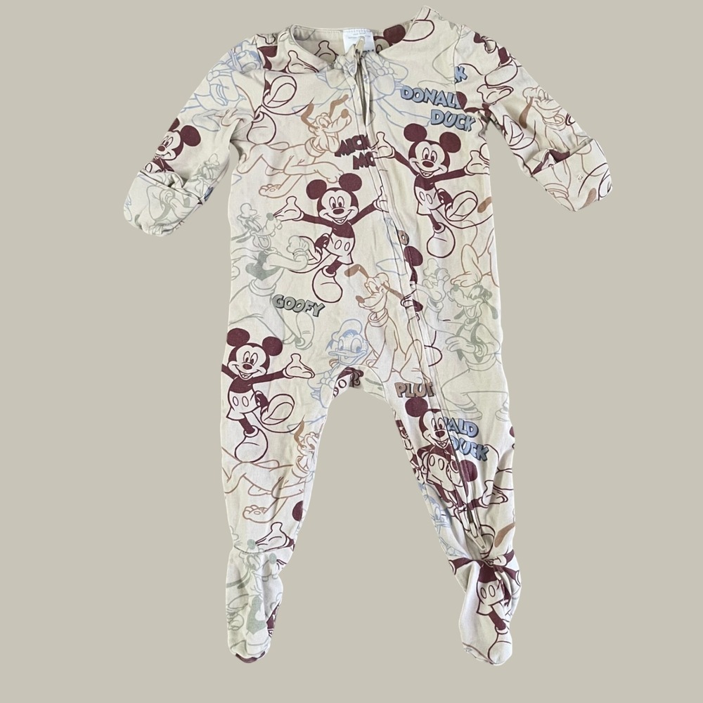 Disney Cotton:On Baby 0-3M Mickey Donald Goofy‎ Footie Sleeper 1 piece Bodysuit